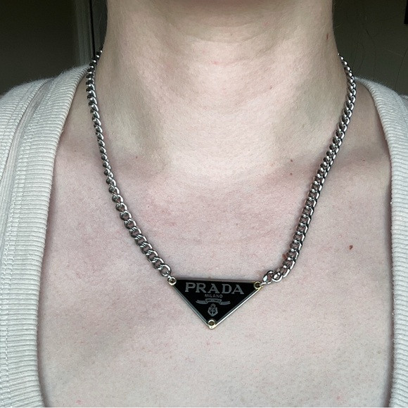 PRADA Triangle Necklace in Black | Poshmark