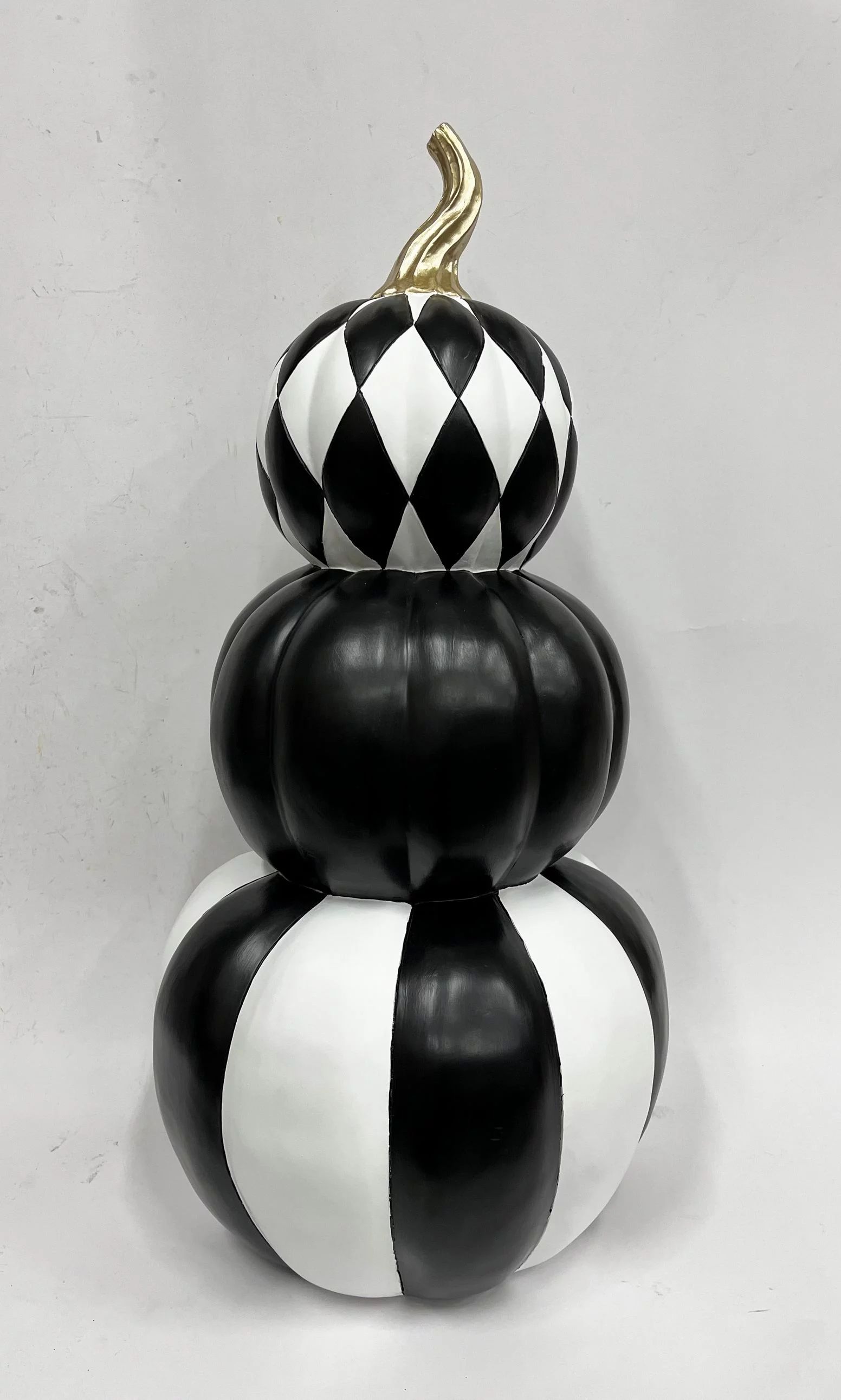 12"L x 12"W x 24"H Black & White Resin Triple-Stack Pumpkin Halloween Decoration Way to Celebrate | Walmart (US)