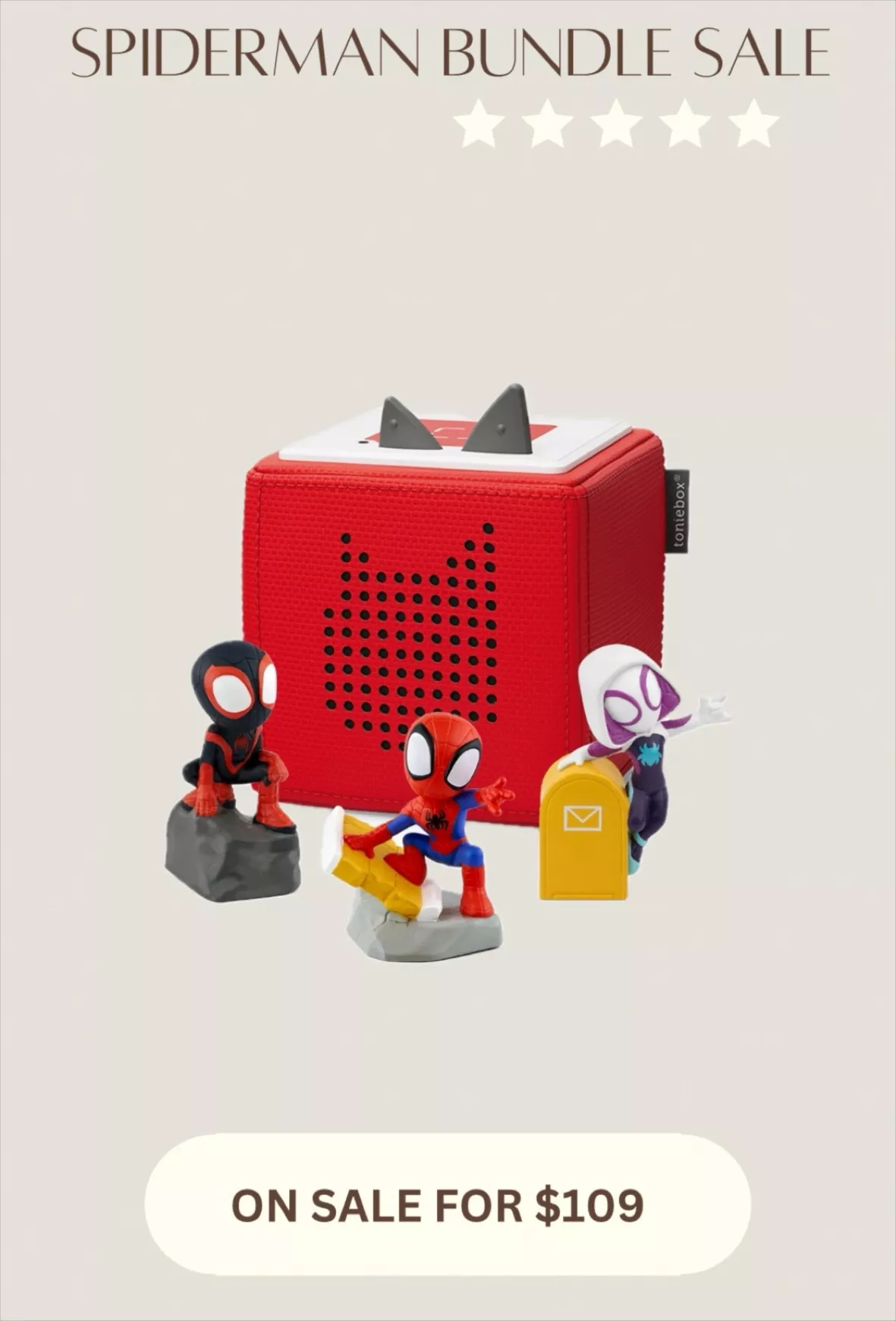 Tonies Marvel Toniebox Audio Player Bundle with Spidey and Friends, Red:  Weight: 3 lbs 
