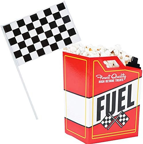 Amazon.com: Race Car Popcorn Treat Boxes with Checkered Flags, Black and White Racing Stick Flag ... | Amazon (US)