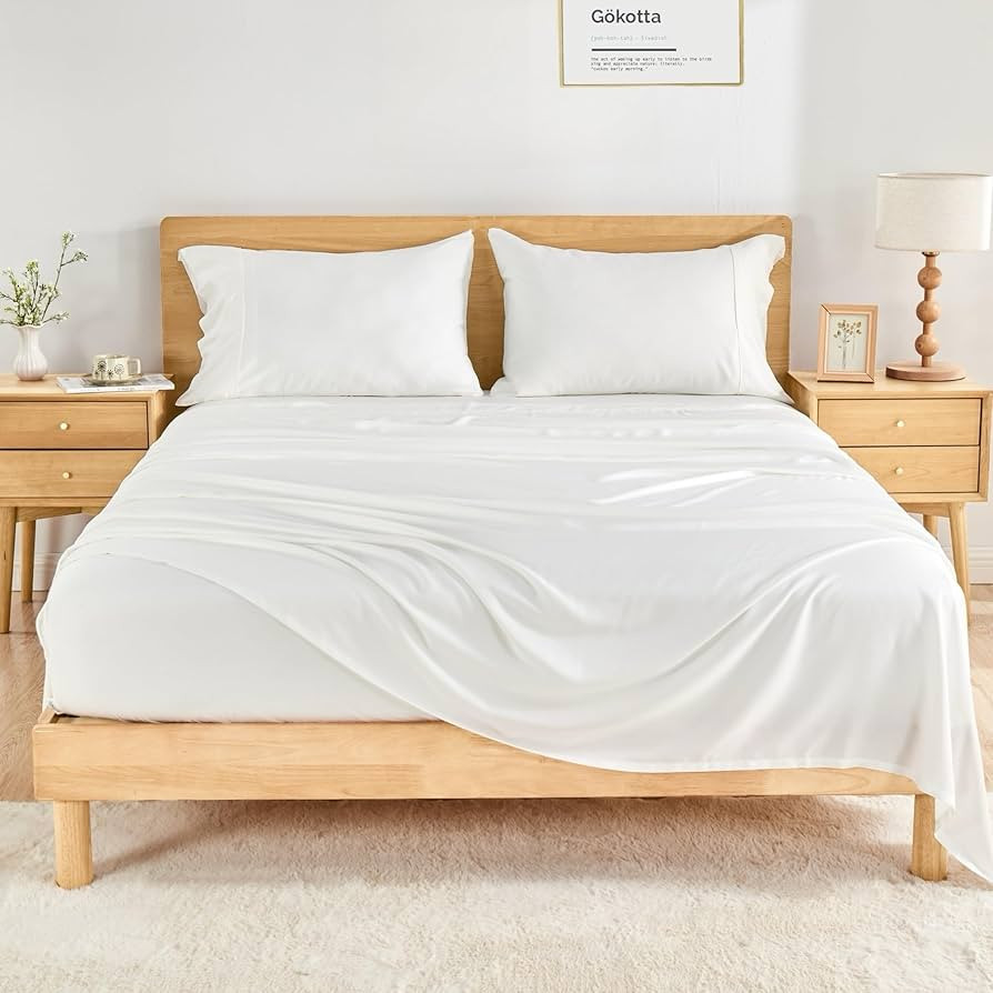 GOKOTTA King Size Sheets Set 4 Pcs,100% Rayon Derived from Bamboo,Cooling Sheets King Size for Ho... | Amazon (US)