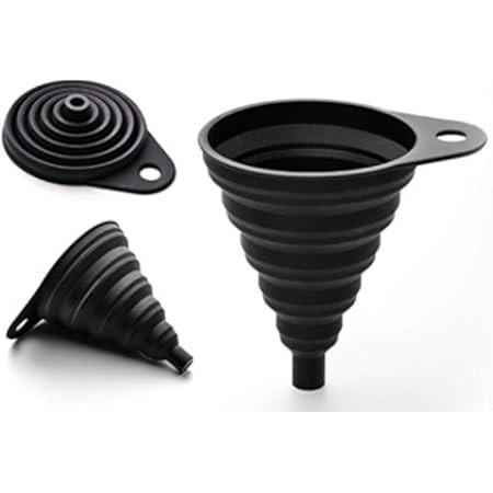 Funnels for Kitchen Use, Food Grade Silicone Collapsible Kitchen Funnel (Black) | Amazon (US)