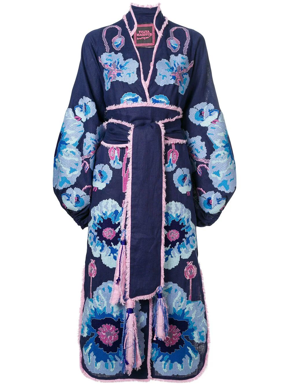 Yuliya Magdych Poppies print kimono dress - Blue | FarFetch US