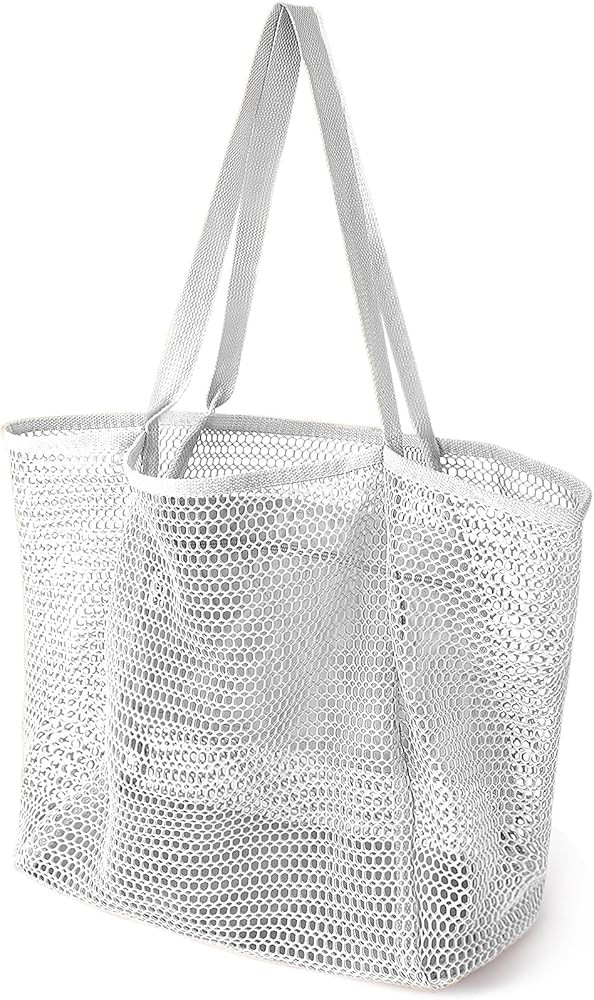 Beach Bags for Women, Summer Travel Mesh Tote Bag with Large Inner Pocket, Sandproof Woven Should... | Amazon (US)
