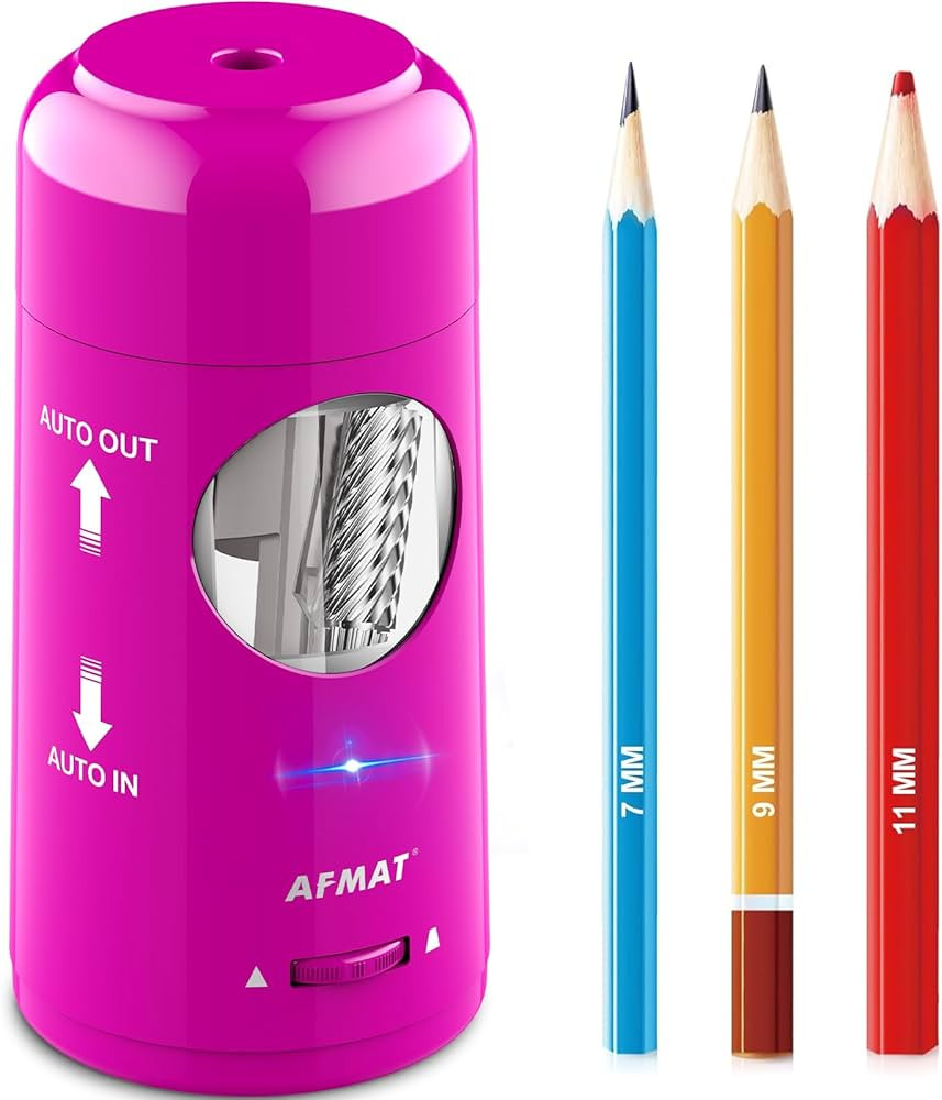 AFMAT Electric Pencil Sharpener, Rechargeable Fully Automatic Pencil Sharpener for Jumbo & Colore... | Amazon (US)
