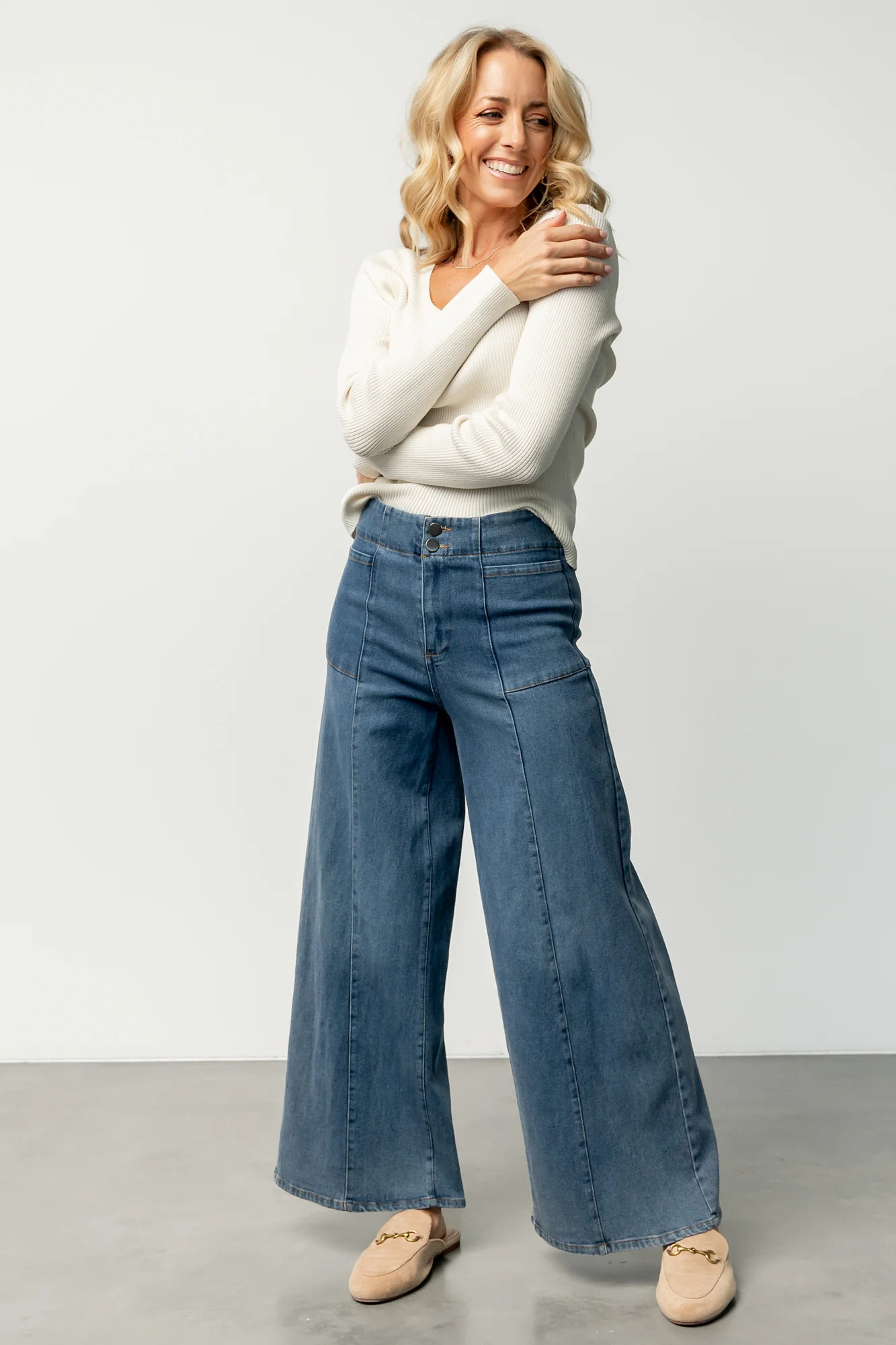 Emmi Mid Rise Wide Leg Jeans | Dark Wash | Baltic Born