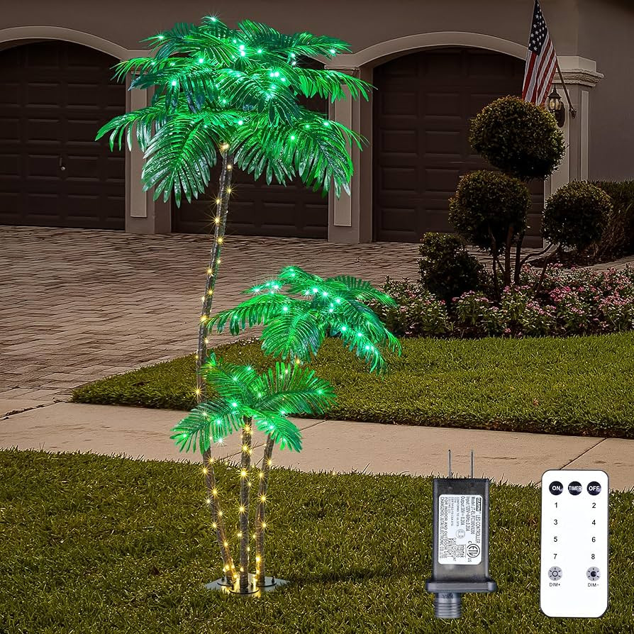 Lighted Palm Tree 6FT 3FT 2FT Artificial Palm Decor for Outdoor 203 LED Light up Fake Tree for In... | Amazon (US)