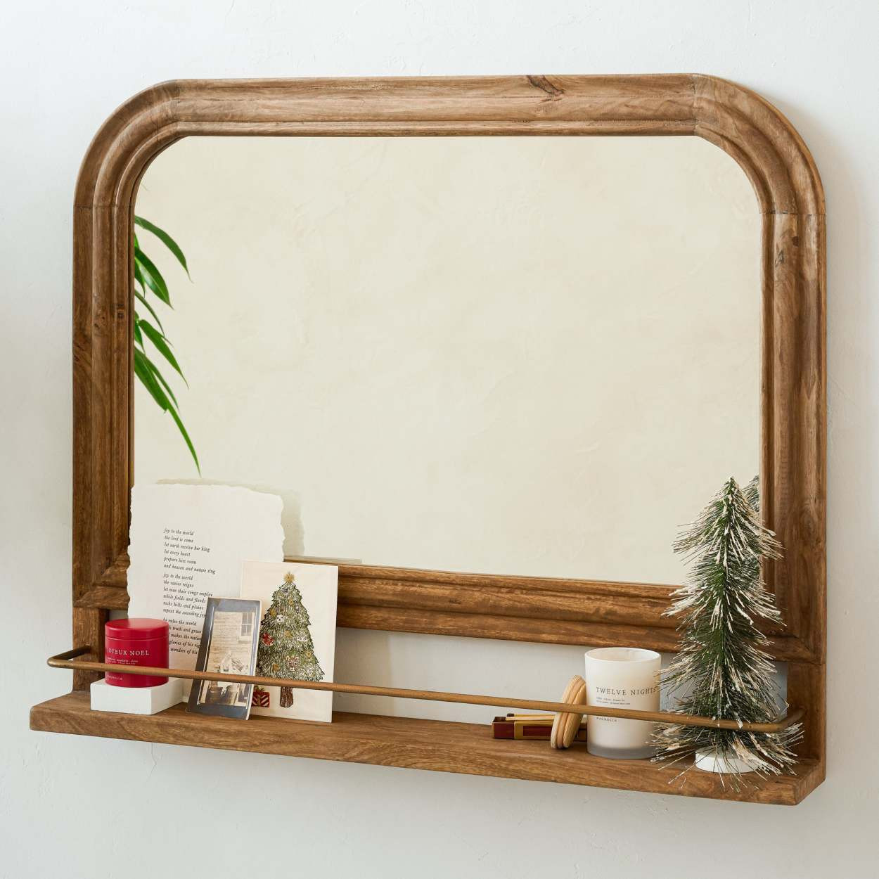 Round Top Wood Mirror with Shelf | Magnolia