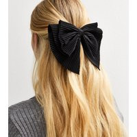 Black Plisse Bow Hair Clip New Look | New Look (UK)