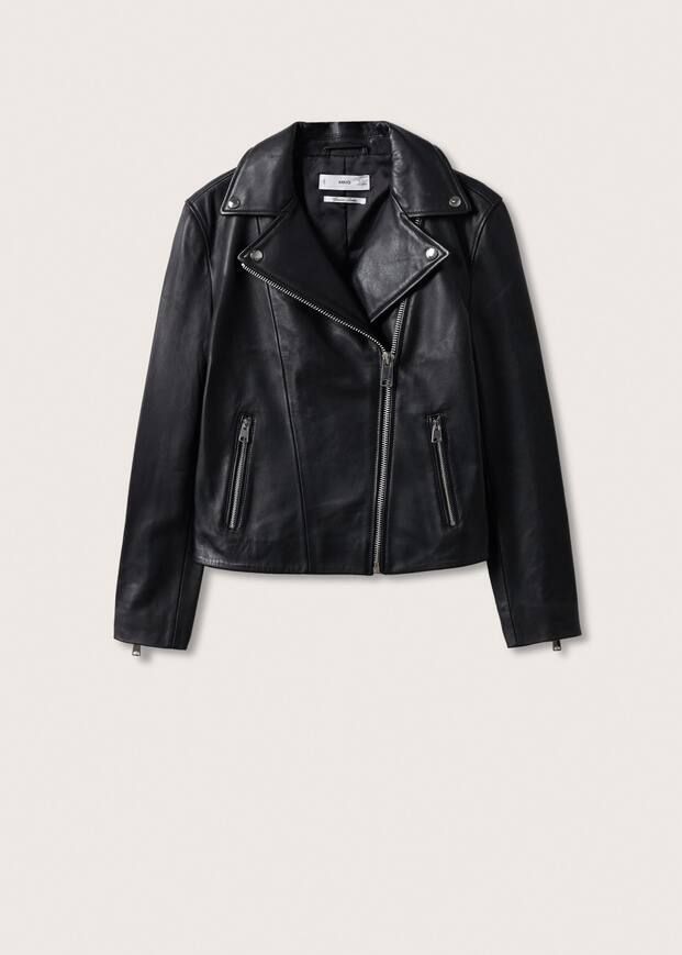 Leather biker jacket -  Women | Mango United Kingdom | MANGO (UK)
