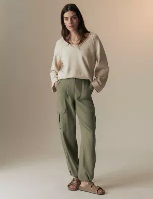 Linen Blend Cargo Trousers | Marks & Spencer (UK)