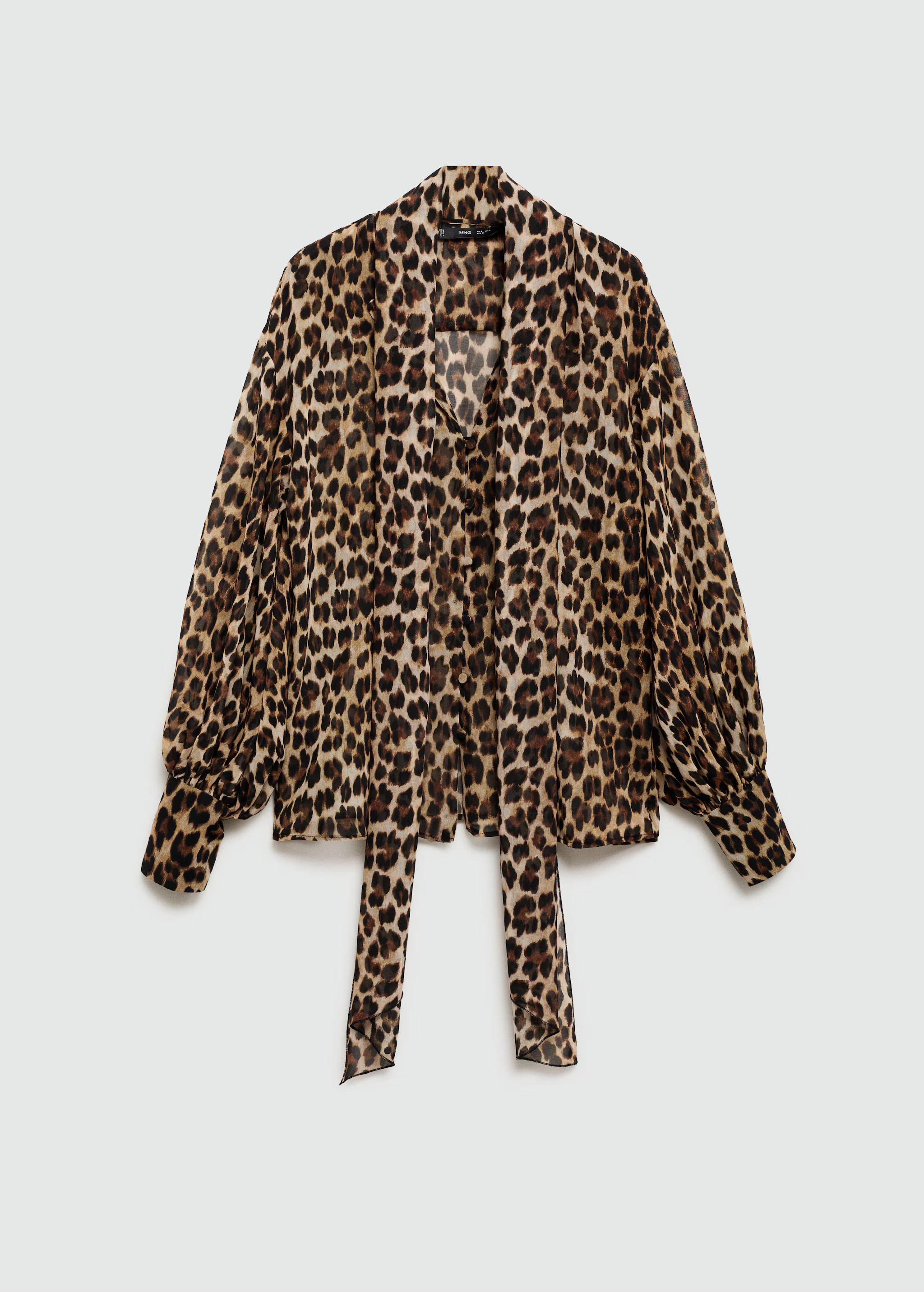 Leopard-print blouse with collar and bow | Mango (US/MX/AU)