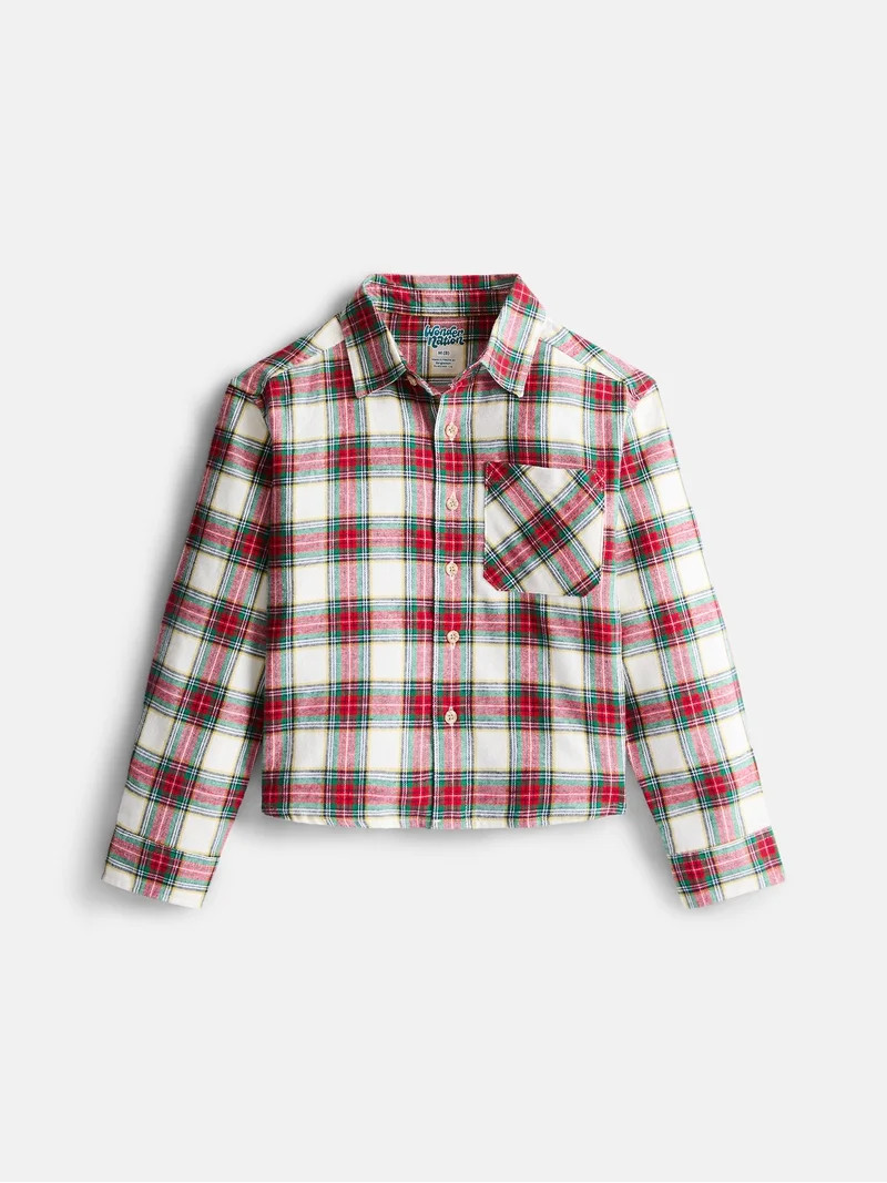 Wonder Nation Boys' Flannel Shirt with Long Sleeves, Sizes 4-18 & Husky | Walmart (US)