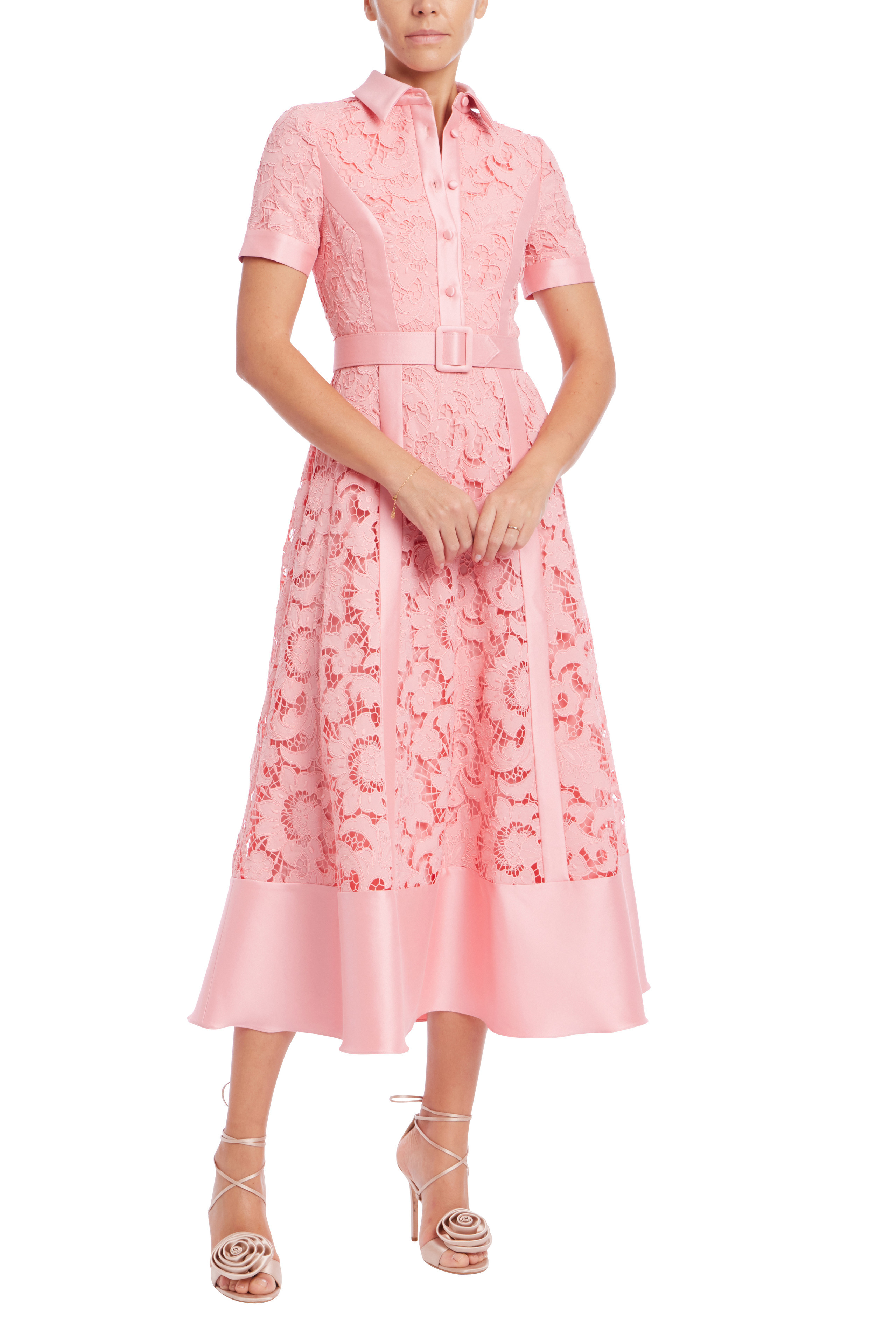 Short Sleeve A-Line Shirt Dress | Badgley Mischka