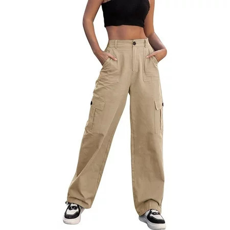 njshnmn Women Cargo Hiking Pants Lightweight Outdoor Capris for Women Camping Khaki XXL | Walmart (US)