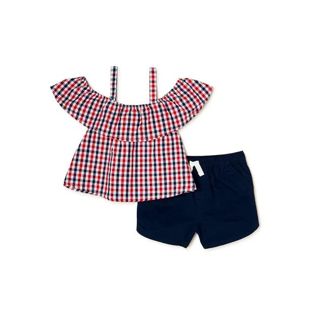 Americana Baby & Toddler Girls Flutter Top & Shorts, 2-Piece Outfit Set, Sizes 12M-5T | Walmart (US)