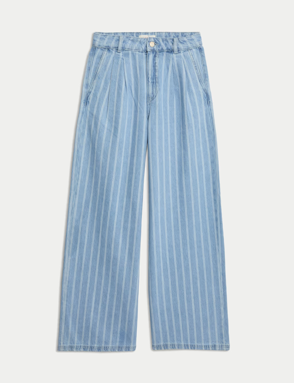 Pure Cotton Denim Striped Wide Leg | Marks & Spencer (UK)