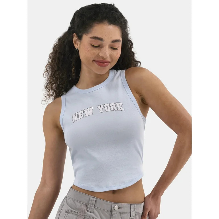 No Boundaries Cropped Graphic Cotton Tank Top, Women's | Walmart (US)