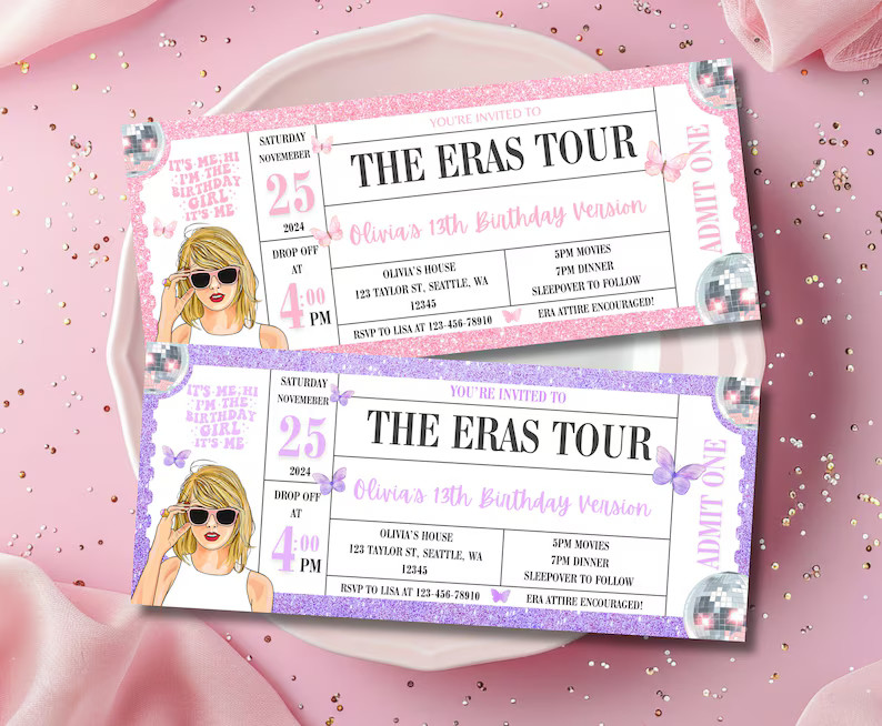 Surprise Music Ticket Stub, Birthday Invite, Eras Concert Keepsake Memorabilia & Birthday Gift, I... | Etsy (US)