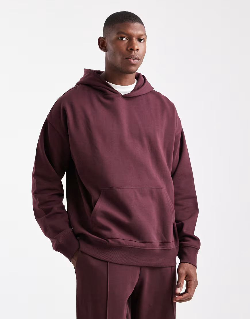 New Look oversized hoodie in burgundy-Red | ASOS (Global)