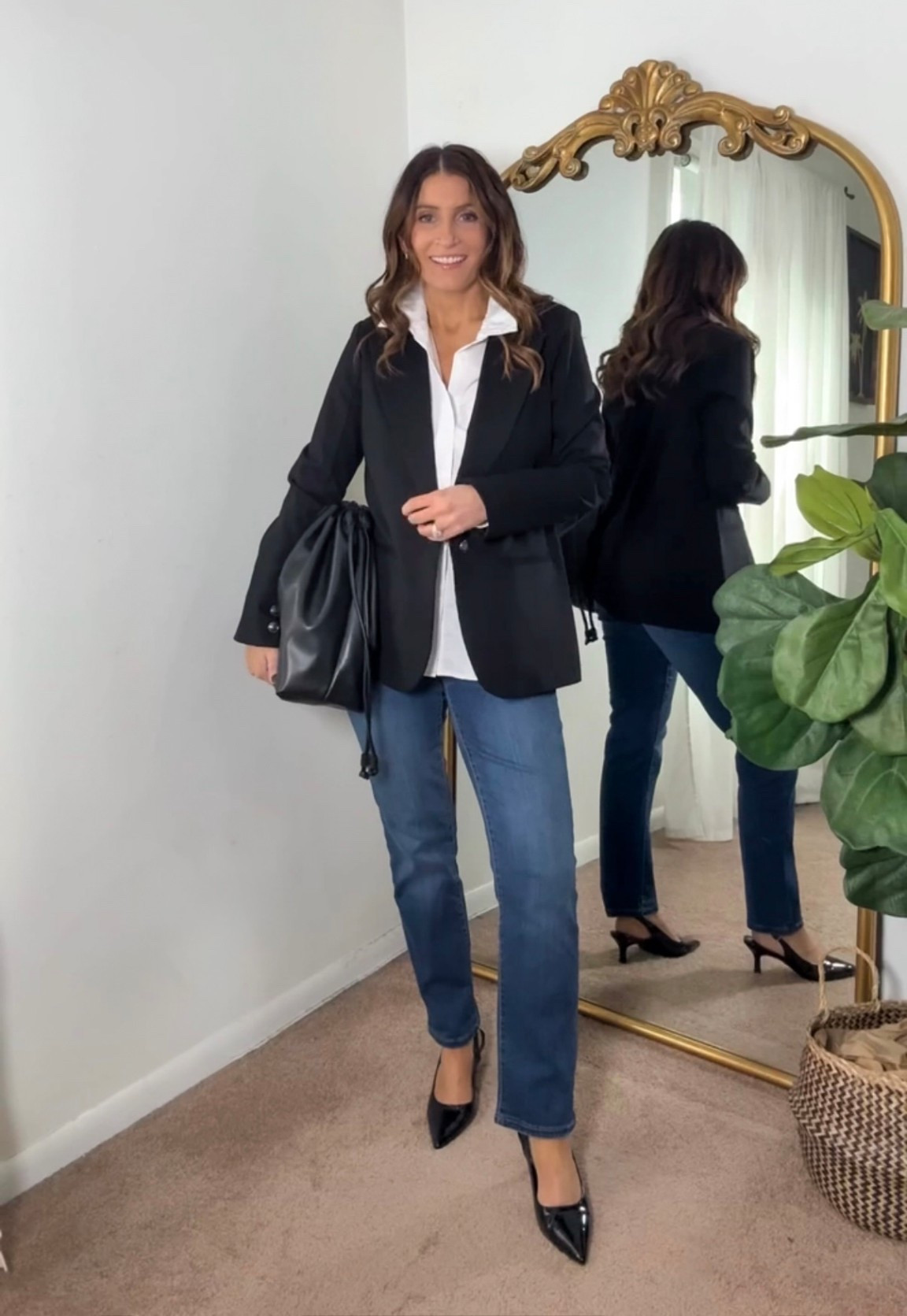 Cigarette Jeans are the new skinny jeans! 
Black Blazer (size small)
Jeans (size 4)
Trending for Spring
Style them with heels or flats, dressy or casual
Straight leg jeans

#LTKWorkwear #LTKOver40 #LTKootd