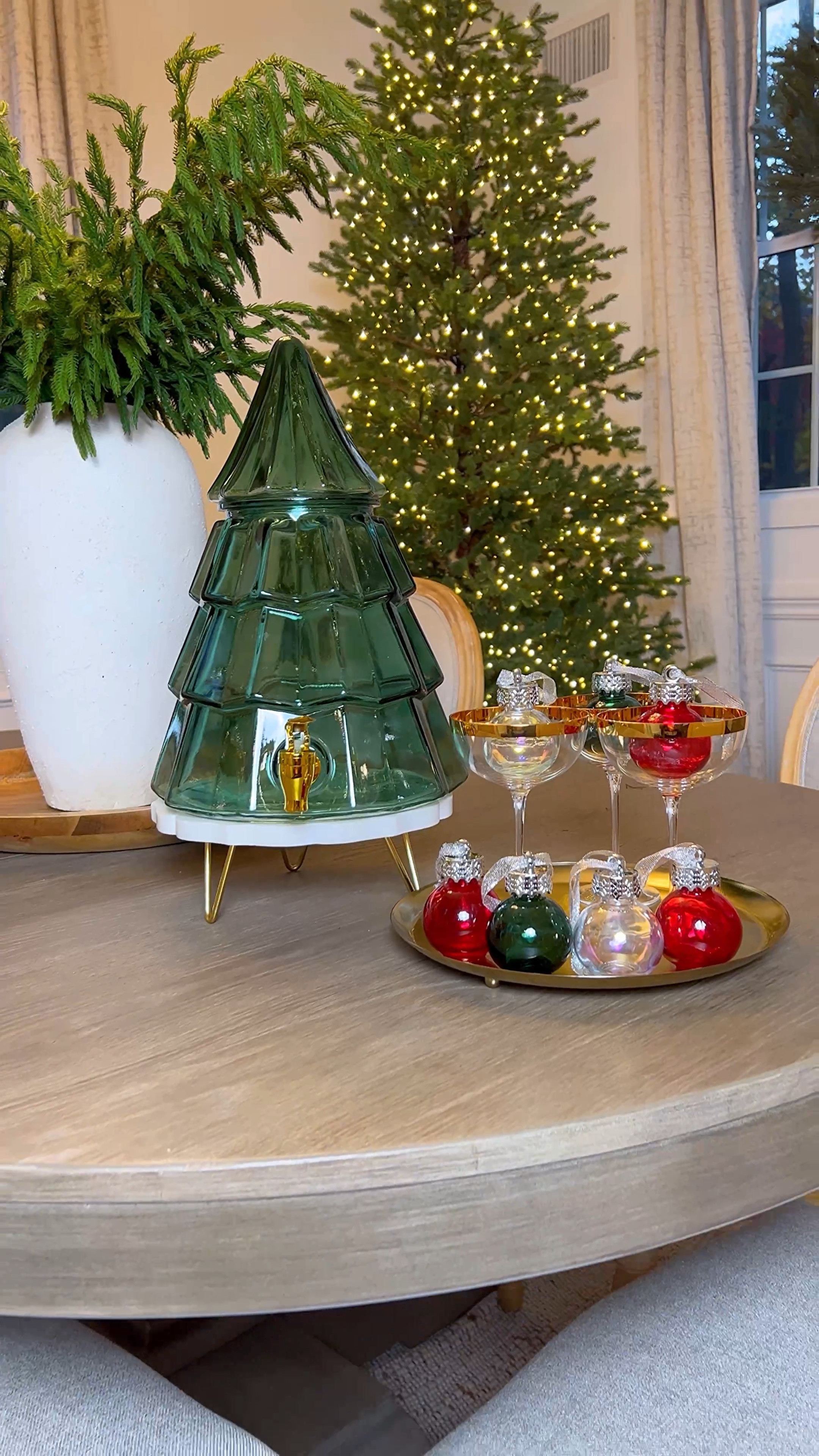 Holiday Time 1.5-Gallon Glass Christmas Tree Drink Dispenser with