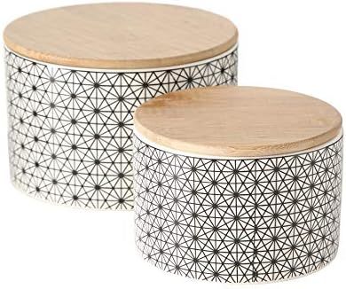 Gastro Chic Ikat Connected Stars Kitchen Jars, Set of 2, For Cookies, Dry Goods, Canisters, White... | Amazon (US)