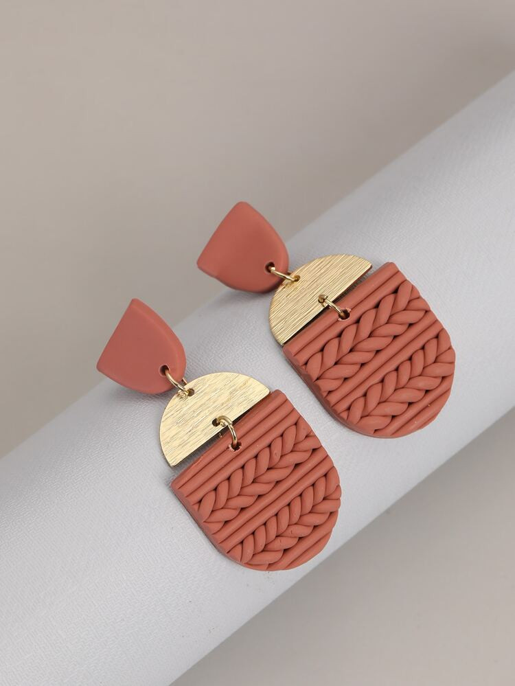 Braided Detail Geometric Drop Earrings | SHEIN