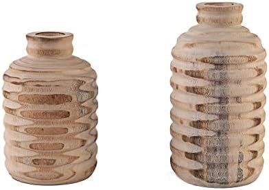 Athaliah Wood Vase Room Decor Living Room Decor Coffee Table Decor Natural Wooden 7.28" 6" Vases ... | Amazon (US)