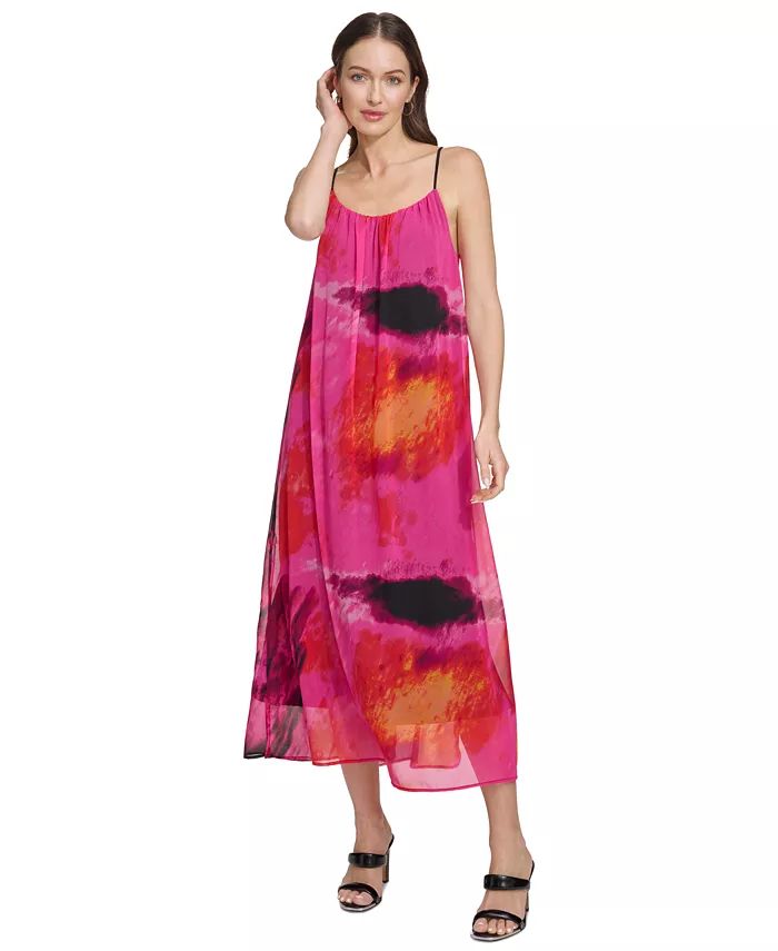 DKNY Women's Printed Sleeveless Chiffon Dress - Macy's | Macy's