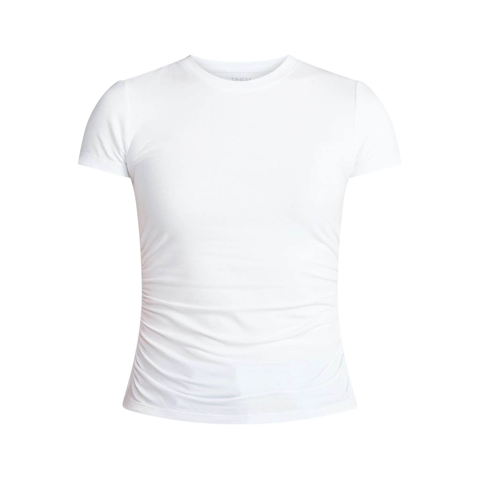 Time and Tru Women’s Ruched Tee with Short Sleeves, Sizes XS-XXXL | Walmart (US)