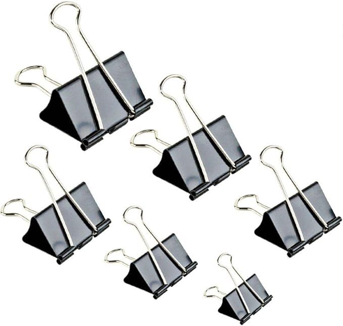 Binder Clips Paper Clamp for Paper-130 Pcs Clips Paper Binder Assorted Sizes (Black) | Amazon (US)