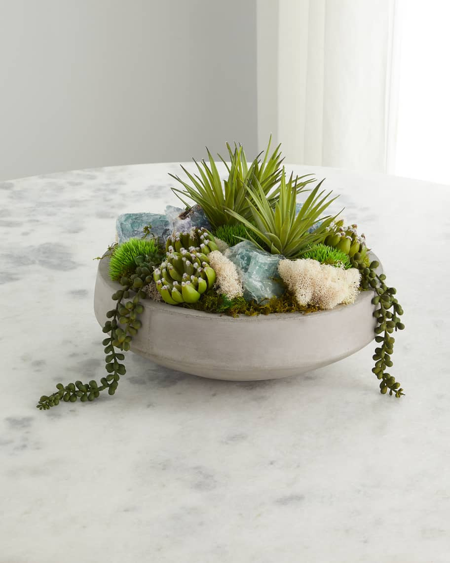 T&C Floral Company Faux Succulents in Concrete Bowl | Neiman Marcus