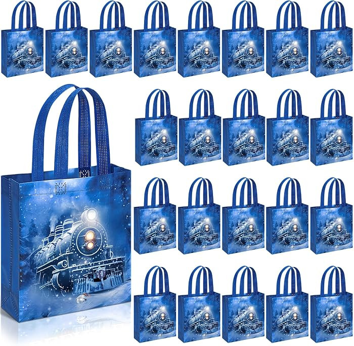 TaoBary 24 Pcs Christmas Polar Believe Bags with Handles Believe Train Theme Gift Treat Candy Goo... | Amazon (US)