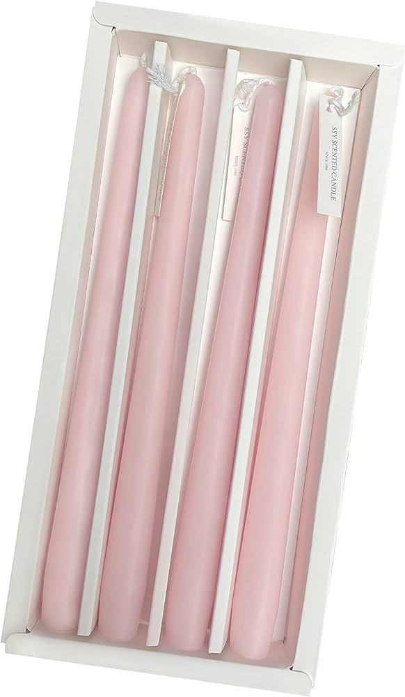 4 PCS Romantic Rose Scent Pink Color Scented Taper Candles Smokeless Candle Long Candles Wax Colo... | Amazon (US)