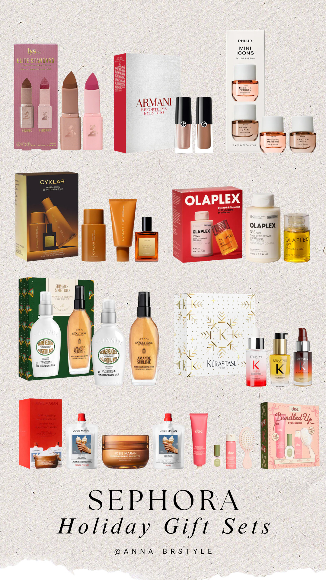 Discover Sephora holiday gift sets featuring beauty favorites from Phlur, Armani Beauty, Olaplex, Kérastase, L'Occitane, Josie Maran, and more. Perfect gift ideas for beauty lovers this holiday season!

Sephora holiday gift sets, holiday beauty gifts, Sephora gift ideas, Christmas beauty gifts, luxury beauty sets, skincare gift sets, perfume gift sets, holiday makeup gifts, haircare gift sets, gifts for beauty lovers 

 #LTKBeauty