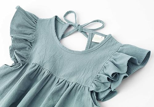 LYXIOF Toddler Baby Girl Cotton Linen Dress Ruffle Sleeve Halter Sleeveless Kids Casual Dresses | Amazon (US)