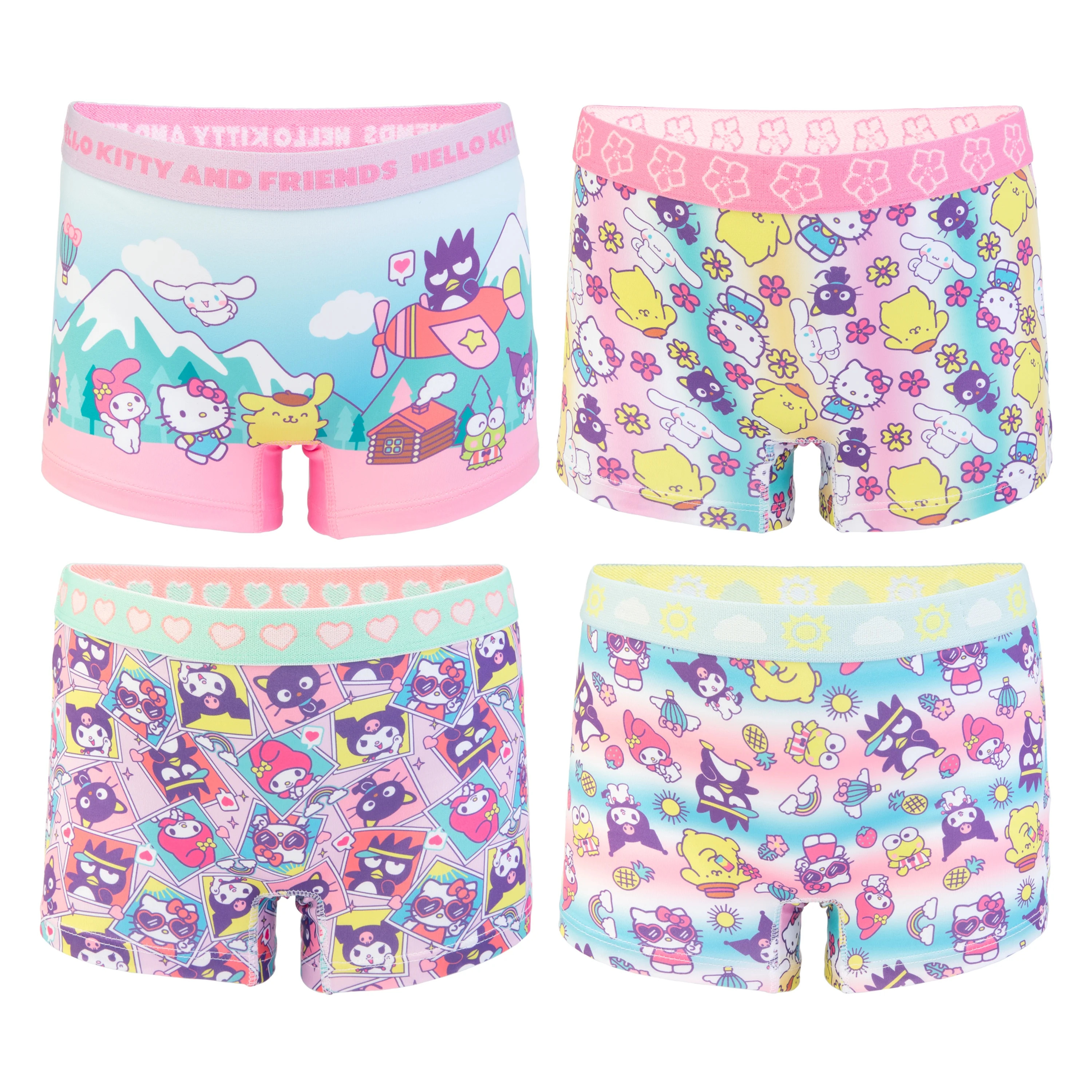 Hello Kitty and Friends Girls Boyshort Character Underwear, 4-Pack, Size 4-10 | Walmart (US)