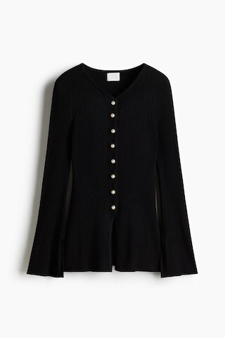 H & M - Rib-knit cardigan - Black | H&M (US, CA, MX)