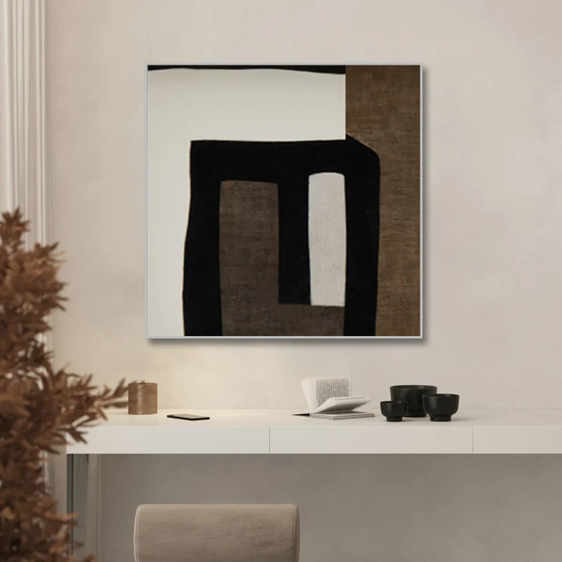 Minimalist Art Painting on Canvas Mid Century Modern Painting Organic Shapes Art Wabi Sabi Wall A... | Etsy (US)