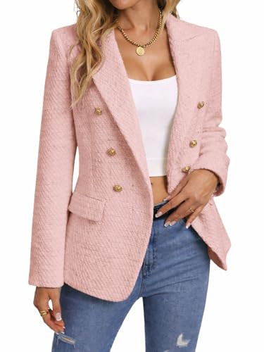 Pink Blazer Jacket for Women 2026 Christmas Blazers Hot Pink Clothes Outfits Clothing Outfit Suits Fashion Light Things Gifts Women's Blazers & Suit Jackets L | Amazon (US)