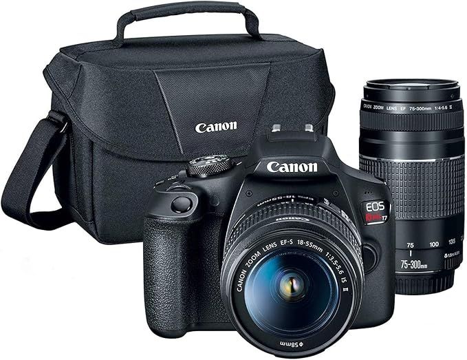 Canon EOS Rebel T7 DSLR Camera|2 Lens Kit with EF18-55mm + EF 75-300mm Lens, Black | Amazon (US)