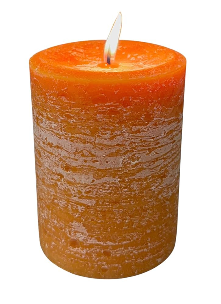Mister Candle - Pumpkin Spice Cinnamon Candle – 3" x 4" Pillar, Orange – Premium Wax & Cotton... | Amazon (US)