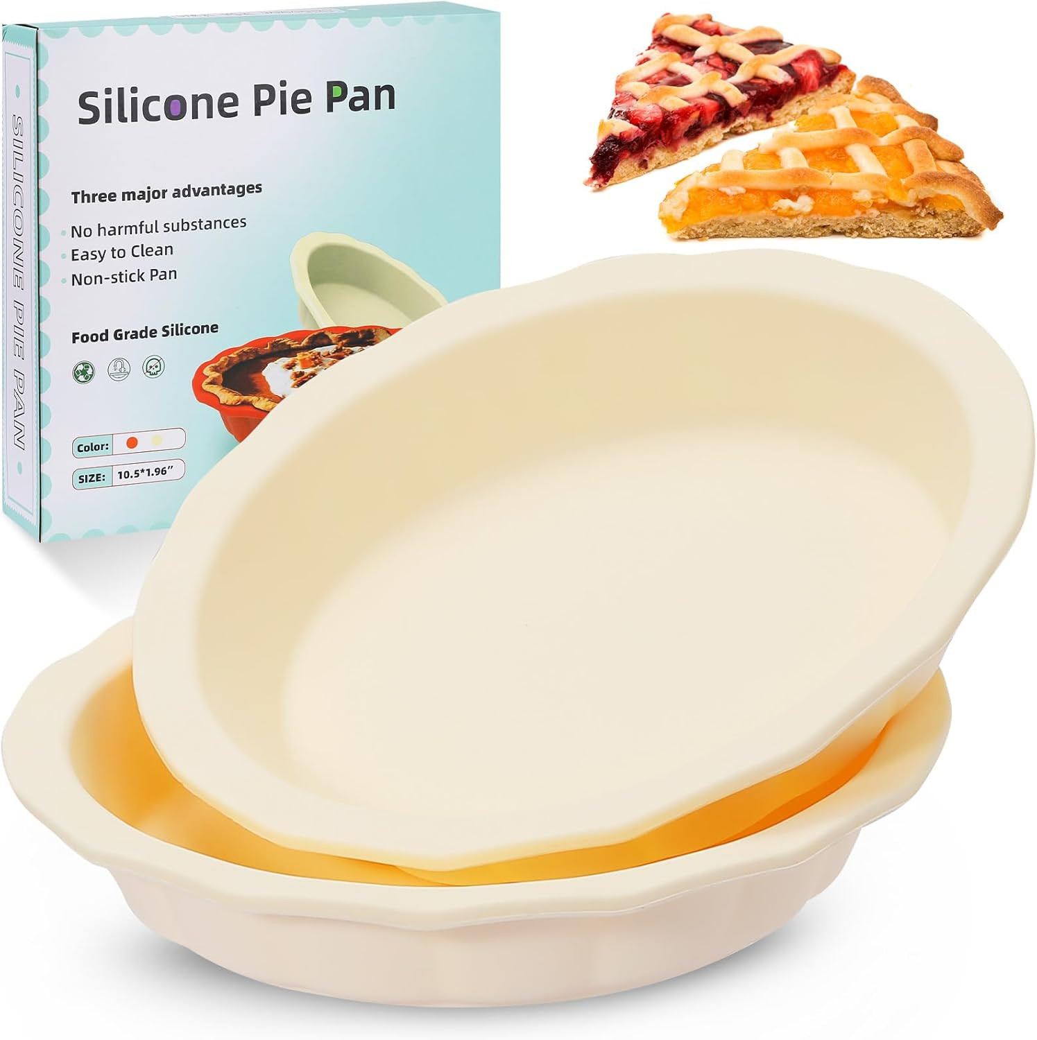 Silicone Pie Pans Dishes for Baking, 9inch Pie Dishes with Corrugated Edge Dishwasher Microwave O... | Amazon (US)