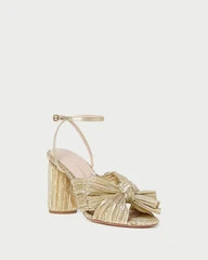 Camellia Gold Pleated Bow Heel | Loeffler Randall