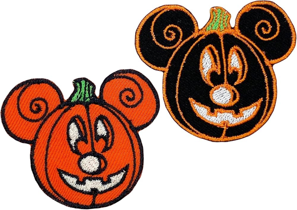 2Pcs Halloween Mickey Embroidered Patch Iron on/Sew on Clothes T-Shirt Jean Hat Cap Bag | Amazon (US)
