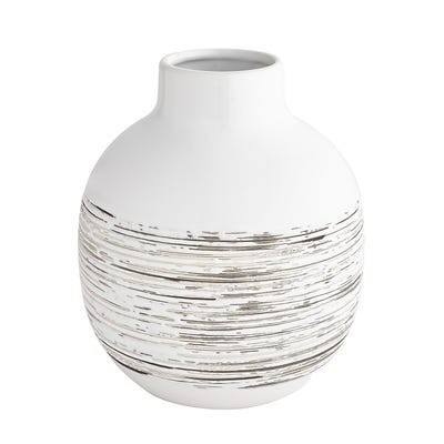 Etched Round White & Gray Ceramic Vase | Pier 1 Imports