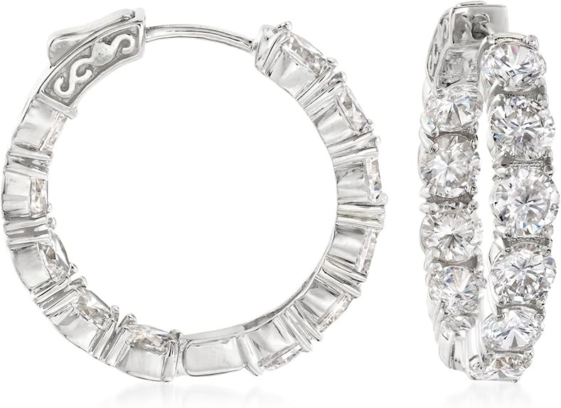 Ross-Simons 10.00 ct. t.w. CZ Inside-Outside Hoop Earrings in Sterling Silver | Amazon (US)