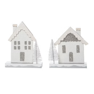 Transpac MDF Winter Glitter House Table Decor Set of 2 Christmas Home Decorations | Target