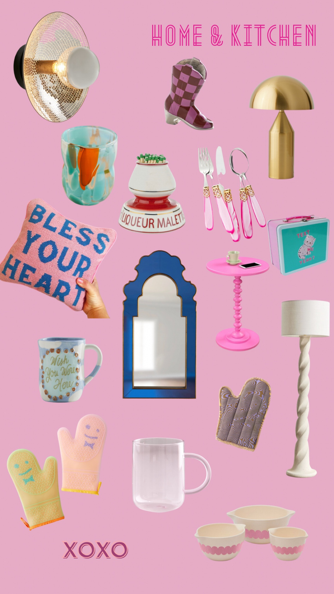 Throw pillow, mirror, lunch box, table lamp, floor lamp, pink side table, match Conche, silverware, pot holder, glassware, coffee mug, mixing bowl, disco sconce  

#homedecor #kitchenware #homefurniture 

#LTKhome #LTKFind #LTKGiftGuide